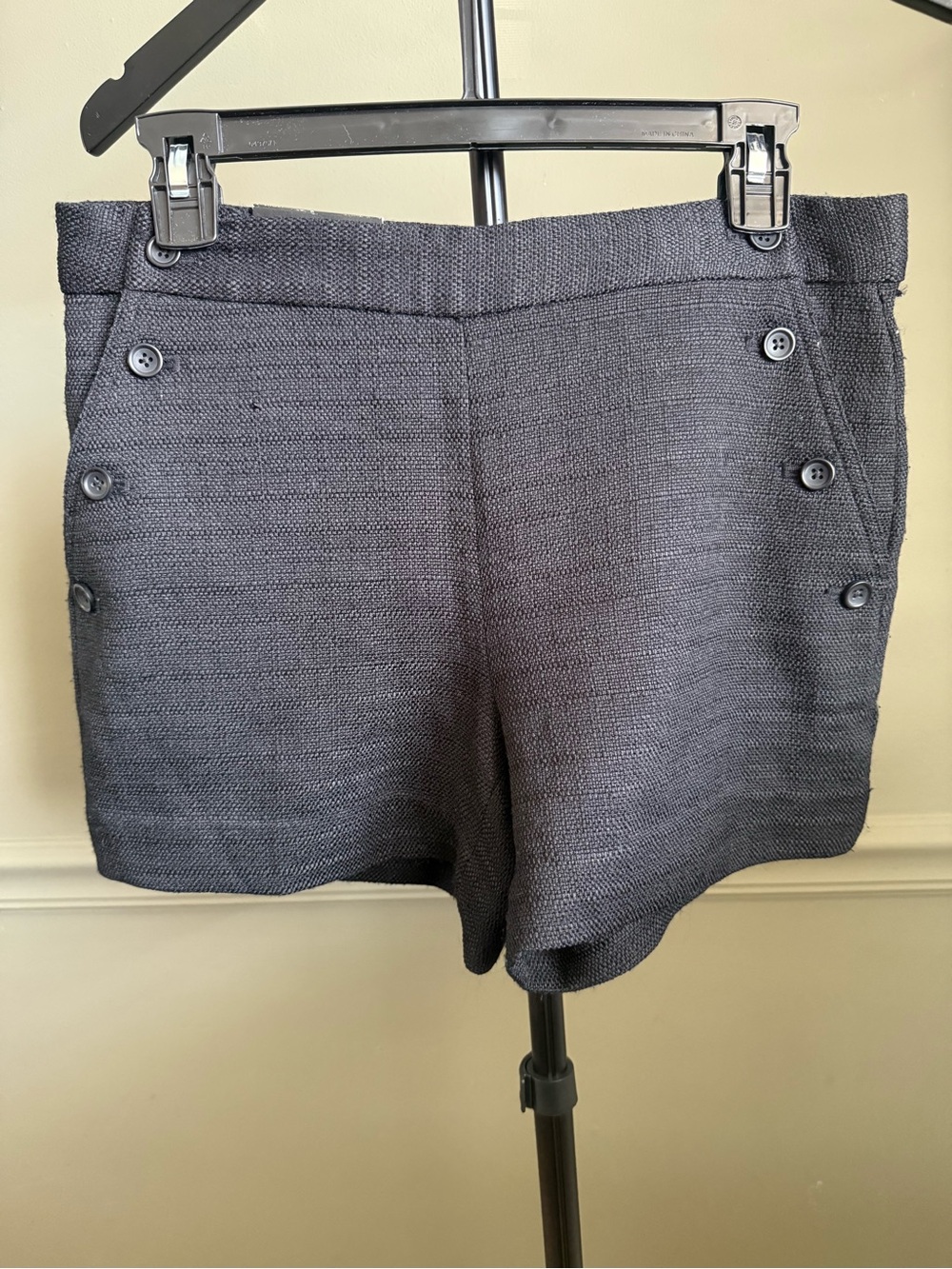 Banana Republic Black High-Waist Button-Accent Shorts